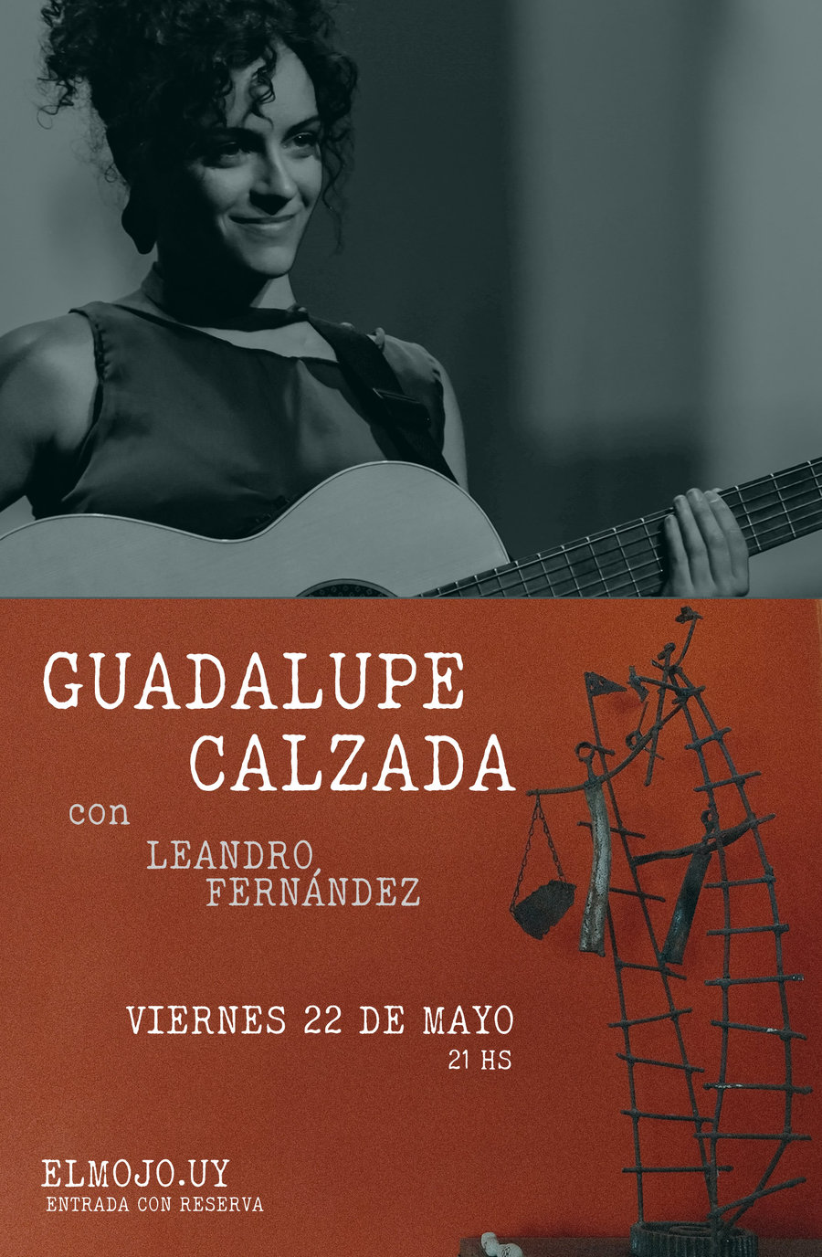 Guadalupe Calzada (con leandro fernández) en El Mojo Viernes 22 de mayo 21 hs. reservas 091644360 (Cerca de Avda Italia y Luis A de Herrera)